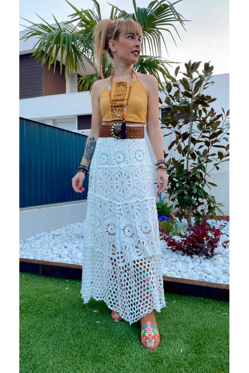 FALDA DE CROCHET BLANCA